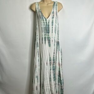 Young Fabulous & Broke tie dye pocketed asymmetrical hem maxi dress sz Small